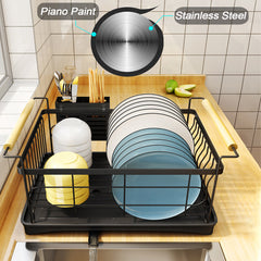 Large Stainless Steel Dish Rack (Black)