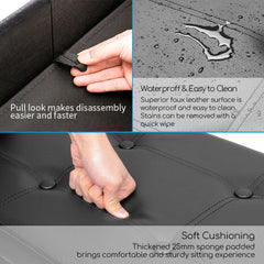 Faux Leather Folding Storage Ottoman Bench(Black/Beige/Brown)