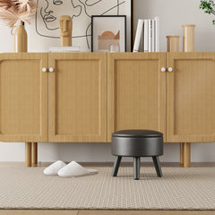 Faux Leather Footstool with Storage