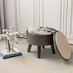 Faux Leather Footstool with Storage