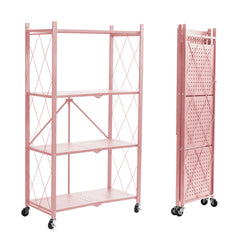 BRIAN & DANY 4-Tier Foldable Storage Shelves with Wheels