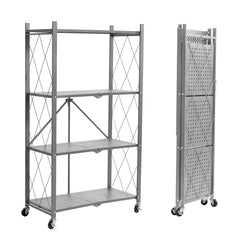 BRIAN & DANY 4-Tier Foldable Storage Shelves with Wheels