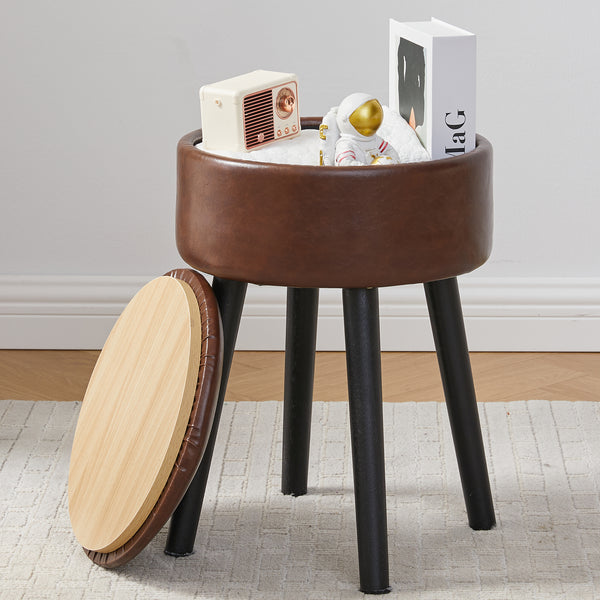Vanity Stool with Storage(Faux Leather)