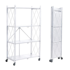 BRIAN & DANY 4-Tier Foldable Storage Shelves with Wheels