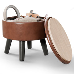 Faux Leather Footstool with Storage