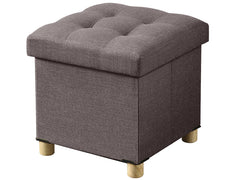 Linen Folding Ottoman Storage with Wood Legs