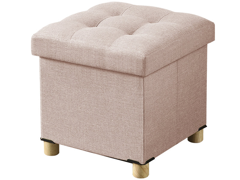 Linen Folding Ottoman Storage with Wood Legs