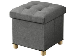 Linen Folding Ottoman Storage with Wood Legs