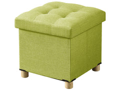 Linen Folding Ottoman Storage with Wood Legs