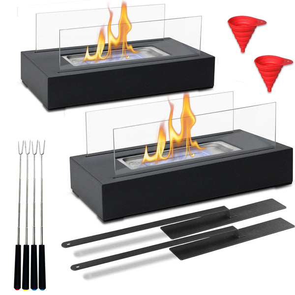 2pcs Table Top Firepits with Forks (Black)