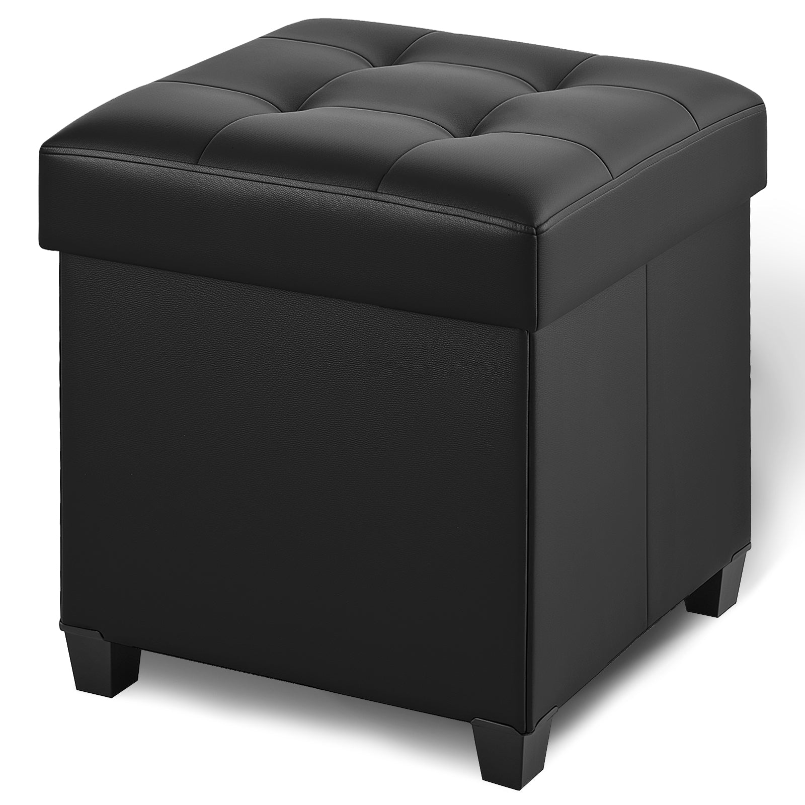 17.7" Faux Leather Ottoman