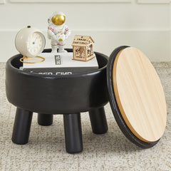 Faux Leather Footstool with Storage