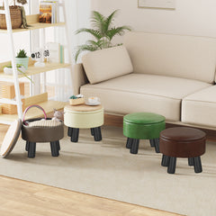 Faux Leather Footstool with Storage