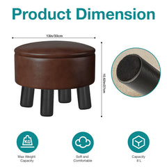 Faux Leather Footstool with Storage