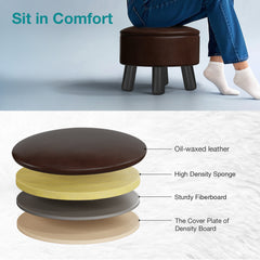 Faux Leather Footstool with Storage