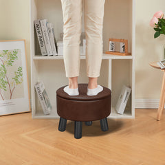 Faux Leather Footstool with Storage