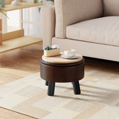 Faux Leather Footstool with Storage