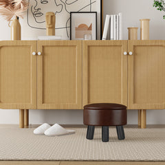 Faux Leather Footstool with Storage