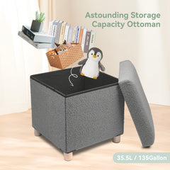 Sherpa Folding Ottoman Storage with Wood Legs