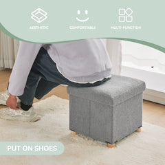 Sherpa Folding Ottoman Storage with Wood Legs