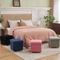 Sherpa Folding Ottoman Storage with Wood Legs