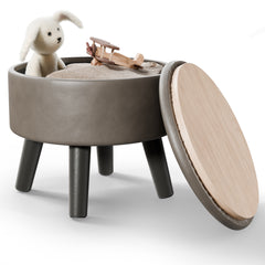 Faux Leather Footstool with Storage