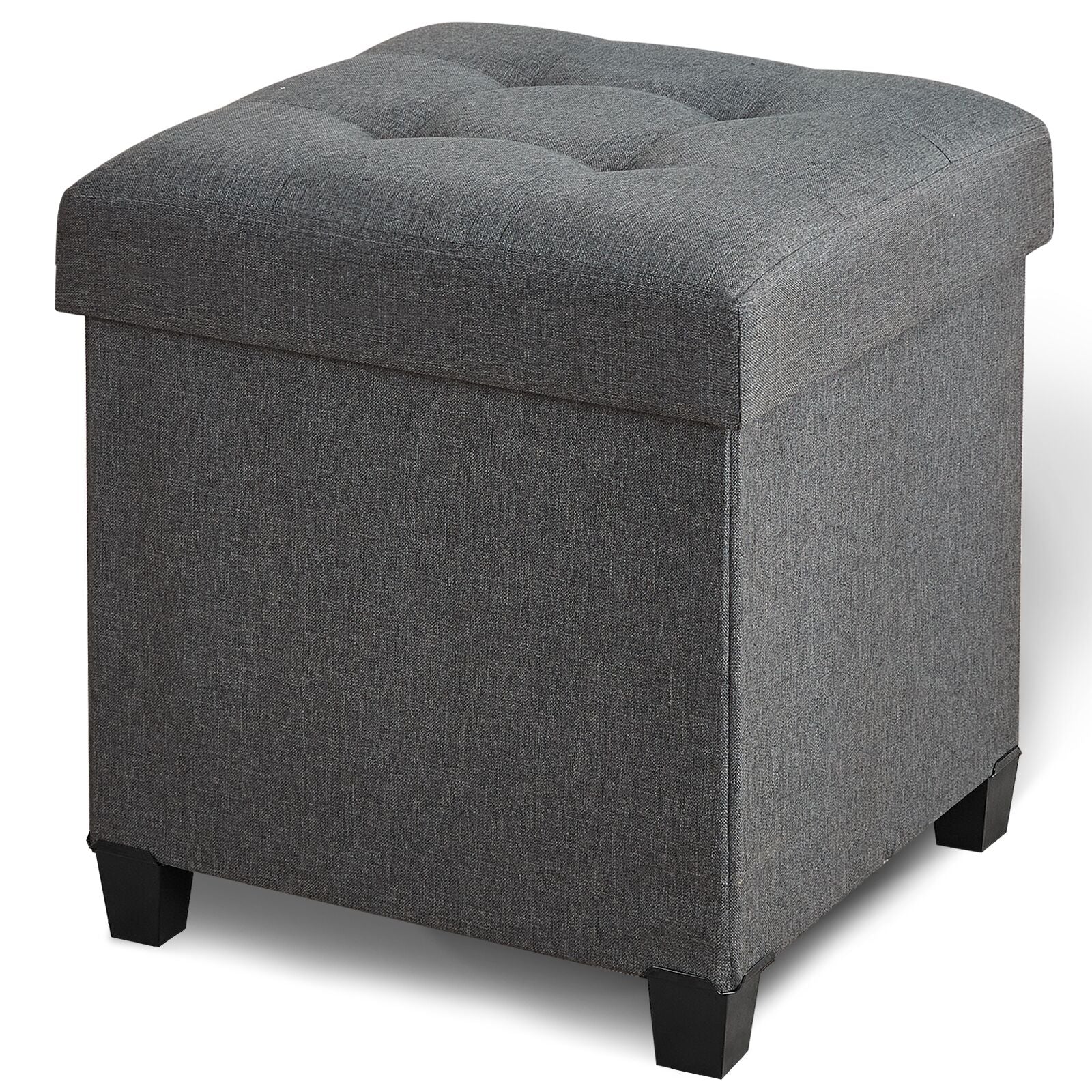17.7" Linen Ottoman