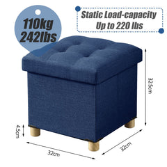 Linen Folding Ottoman Storage with Wood Legs