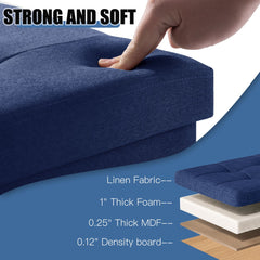 Linen Folding Ottoman Storage with Wood Legs