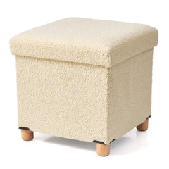 Sherpa Folding Ottoman Storage with Wood Legs