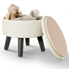 Faux Leather Footstool with Storage