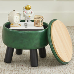 Faux Leather Footstool with Storage