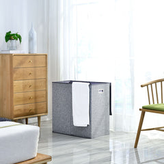 Double Laundry Hamper with lid (Gray/Beige/Black)