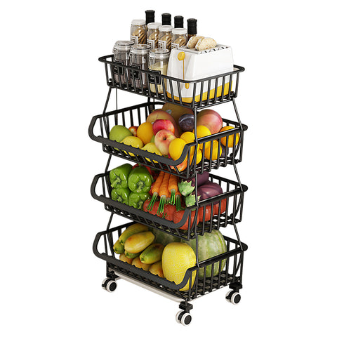 Fruit Vegetable Storage Basket, 3 Tier Metal Basket Stand with Wheels  Kitchen