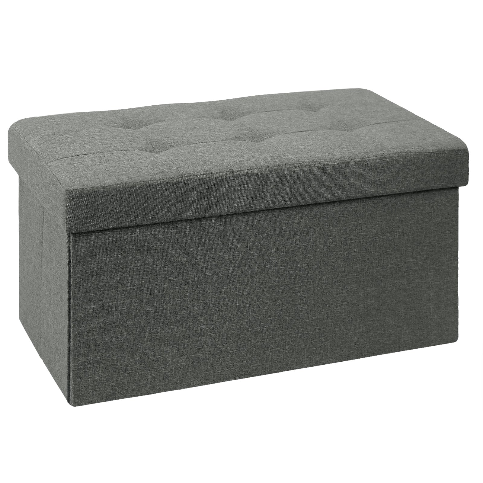 BRIAN & DANY Folding Linen Storage Boxes Footstool Ottoman, Dark Grey