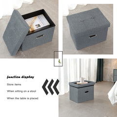 BRIAN & DANY Storage Ottoman Cube, Foldable Footrest Stool Seat with Metal Hole Handles & Lid, 2 Pack, 16*12.2*12.2in, Fabric, Dark Grey