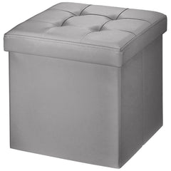 Faux Leather Folding Storage Ottoman Bench(Black/Beige/Gray/Brown)