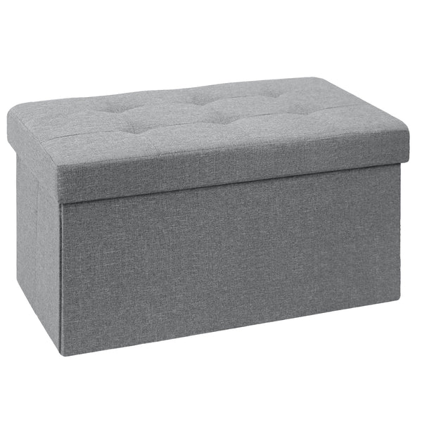 BRIAN & DANY Folding Linen Storage Boxes Footstool Ottoman, Grey