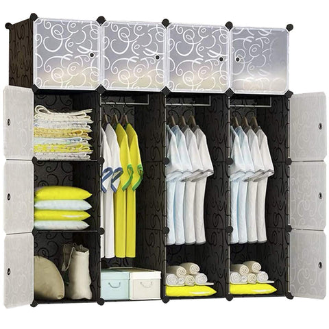 新品　PP* closet 16-Cube Portable Closet, Plastic Wardrobe with Doors & 3 Hangers
