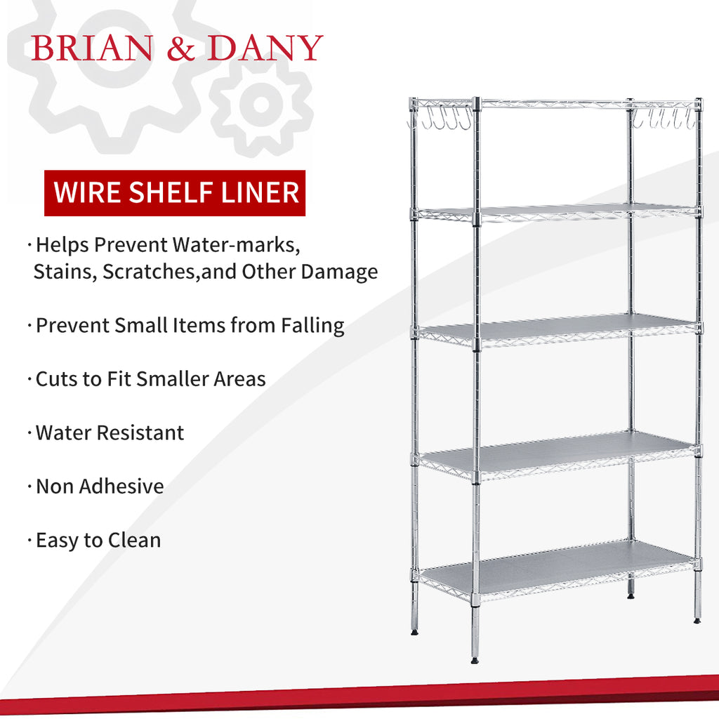 BRIAN & DANY Wire Shelf Liner 14 X 36, Heavy Duty Shelf Liners for Wire  Shelving, Waterproof Protector Mats, Set of 5, Charcoal