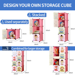 8-Cube Portable Closet, Plastic Wardrobe with Doors & 1 Hangers - Deeper Cubes Than Normal