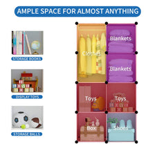 8-Cube Portable Closet, Plastic Wardrobe with Doors & 1 Hangers - Deeper Cubes Than Normal