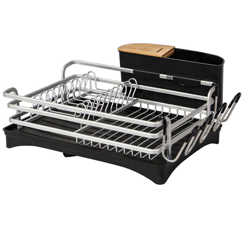 Aluminum Kitchen Dish Drainer Rack Removable Drip Tray Cutlery