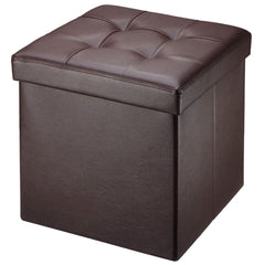Faux Leather Folding Storage Ottoman Bench(Black/Beige/Gray/Brown)