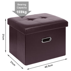 BRIAN & DANY Folding Storage Ottoman, Cube Footrest with Metal Hole Handles & Lid, 2 Pack, 16*12.2*12.2in, Faux Leather, Black